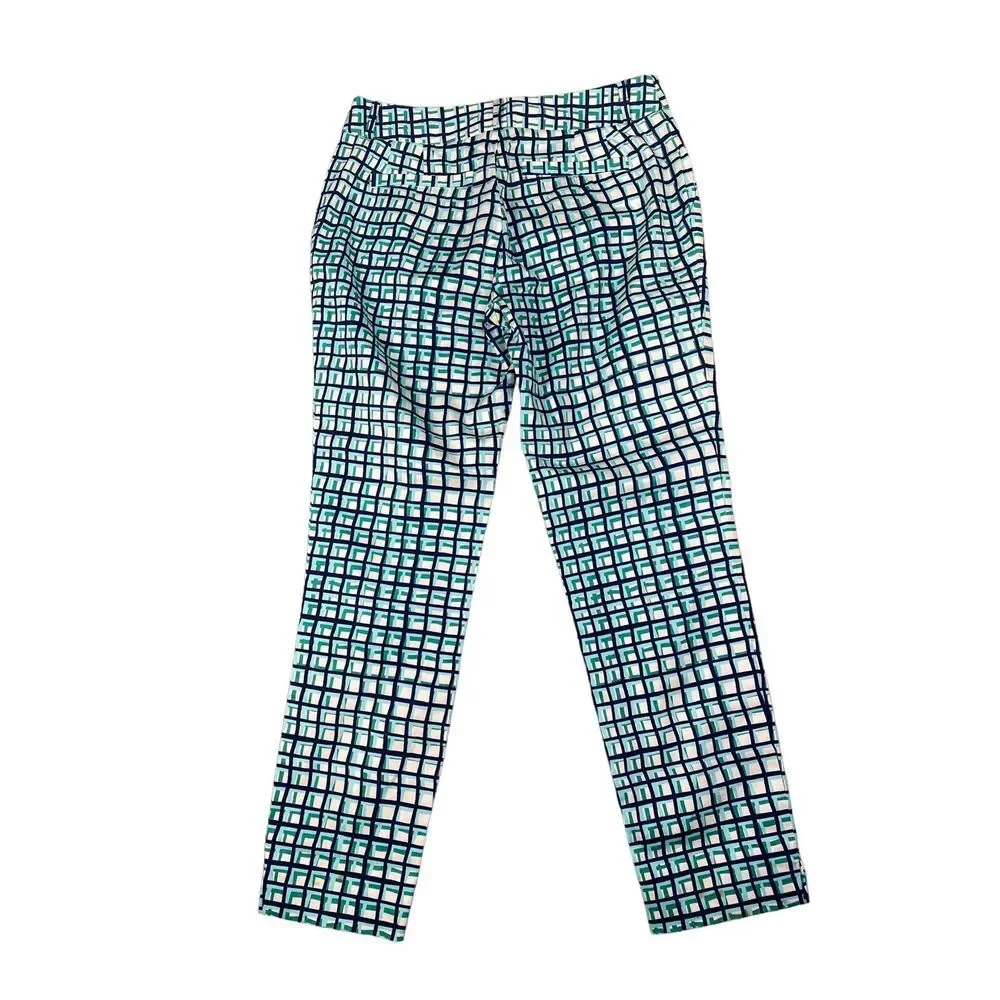 Kate Spade Womens Green Breezeblock Plaid Mindy Cropped Ankle Pants Size‎ 0